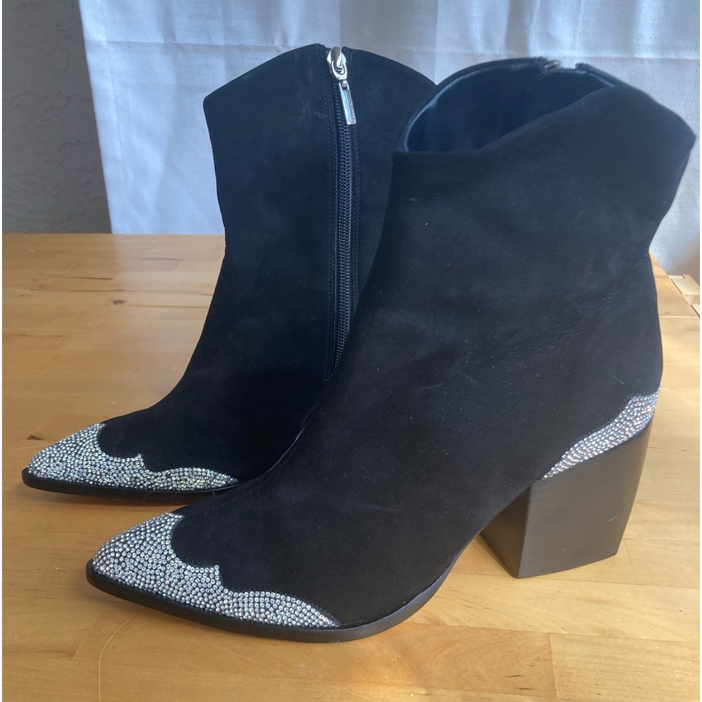 Shultz Rhinestone studded black boot with heal